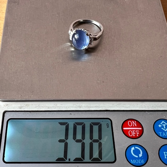 VINTAGE 10K WHITE GOLD SYNTHETIC STAR BLUE SAPPHIRE CATSEYE SPINEL CABOCHON RING - Picture 9 of 16